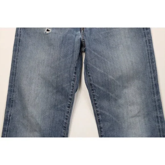 Vintage Y2K Lucky Brand Mens 32x32 Distressed Flared Wide Leg Denim Jeans Blue